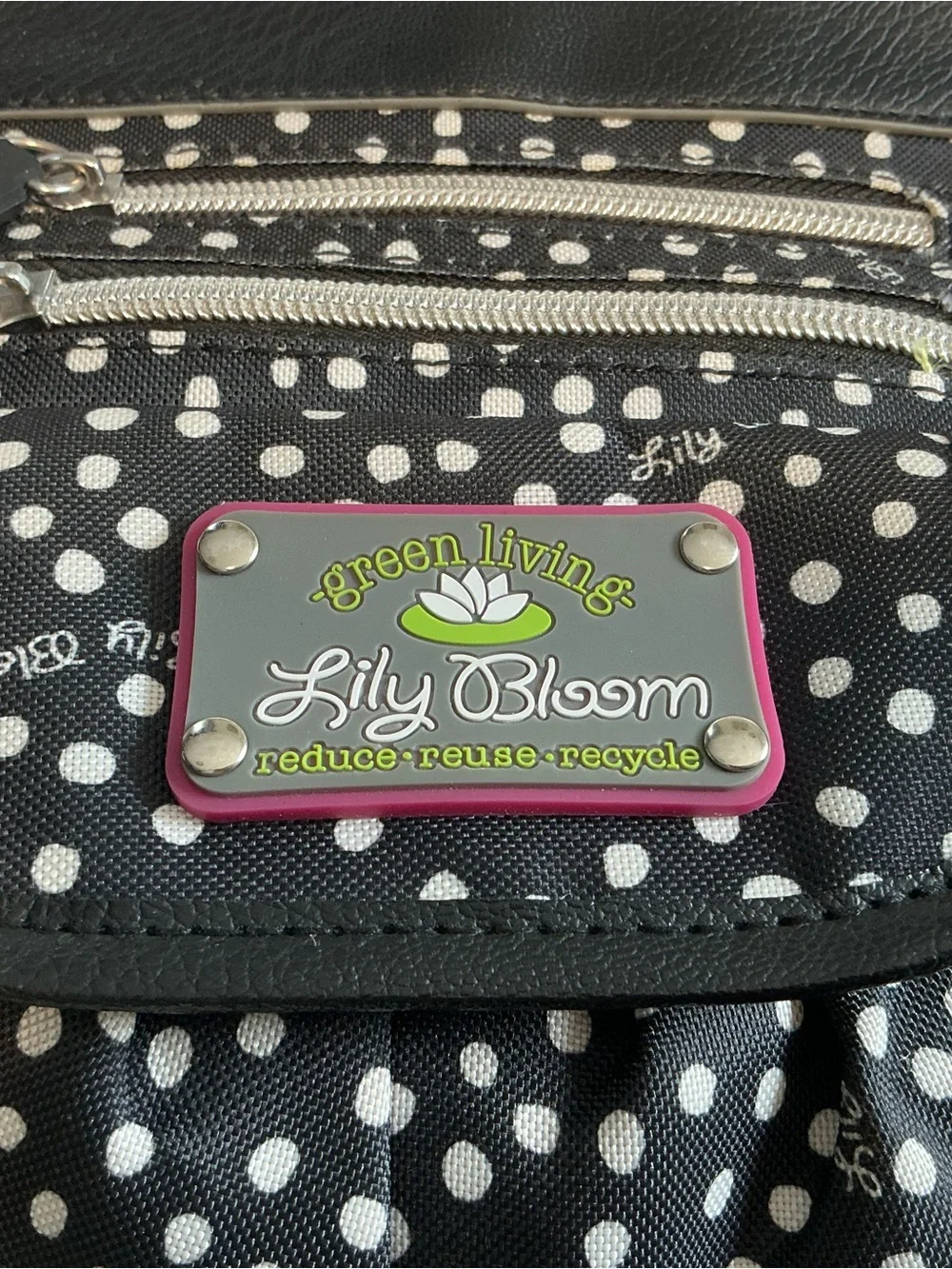 Lily Bloom Crossbody Bag Polka Dot Green Living Recycled Shoulder Purse Black